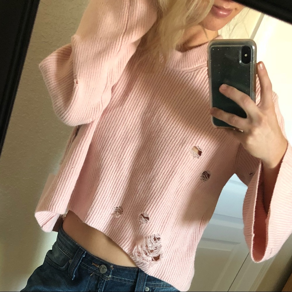 Pink Distressed Sweater - Picture 5 of 8